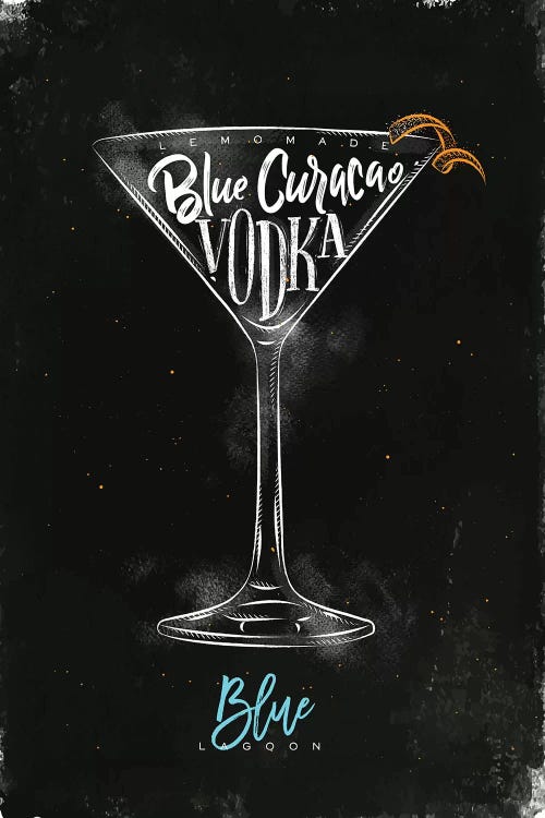 Blue Lagoon Cocktail Black Background