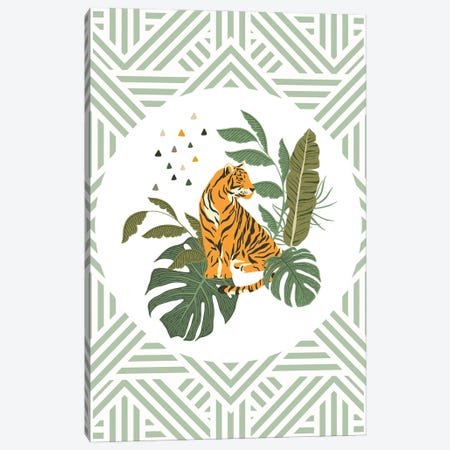 Wild Collection Geometric Aztec Tiger Canvas Print #PXY954} by Pixy Paper Canvas Art Print