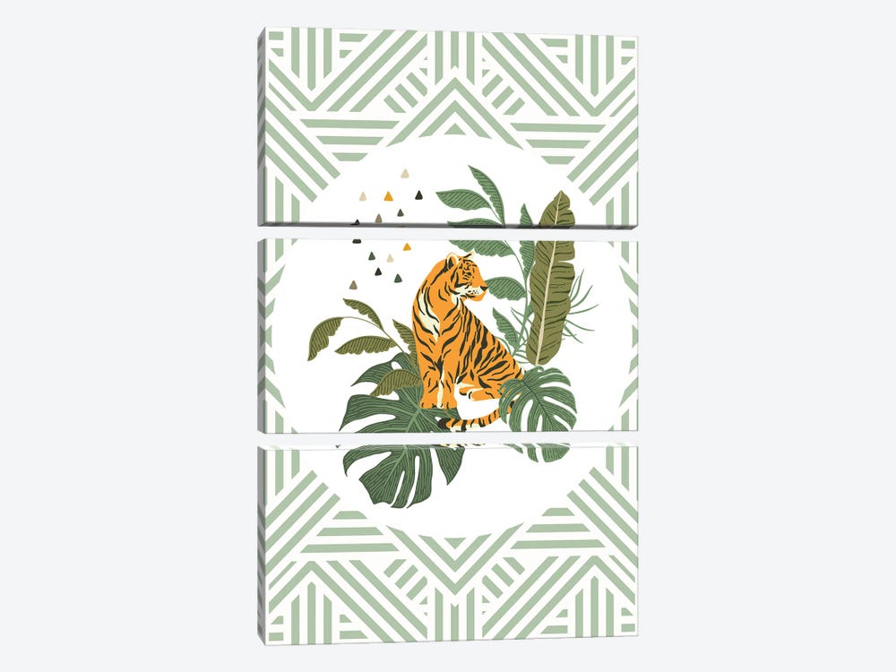 Wild Collection Geometric Aztec Tiger by Pixy Paper 3-piece Canvas Art Print