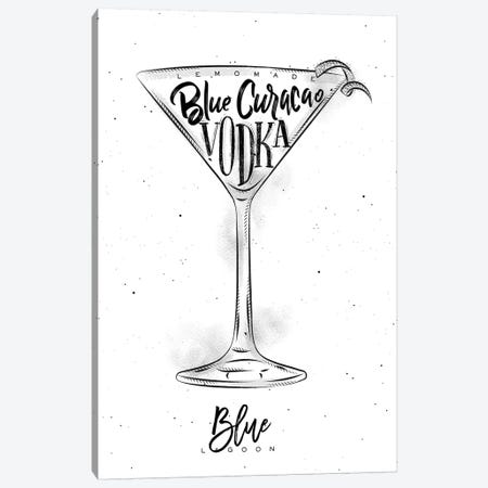 Blue Lagoon Cocktail White Background Canvas Print #PXY95} by Pixy Paper Canvas Artwork