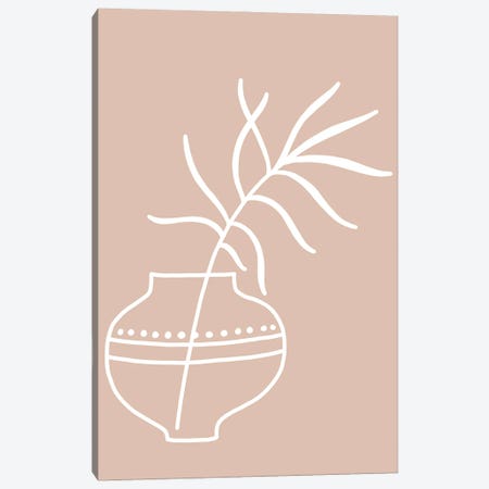 Inspired Pink Plant Silhouette Line Boho Canvas Print #PXY987} by Pixy Paper Canvas Artwork
