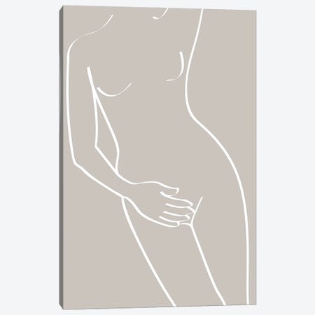 Inspired Stone Woman Silhouette Line Boho Canvas Print #PXY998} by Pixy Paper Canvas Artwork
