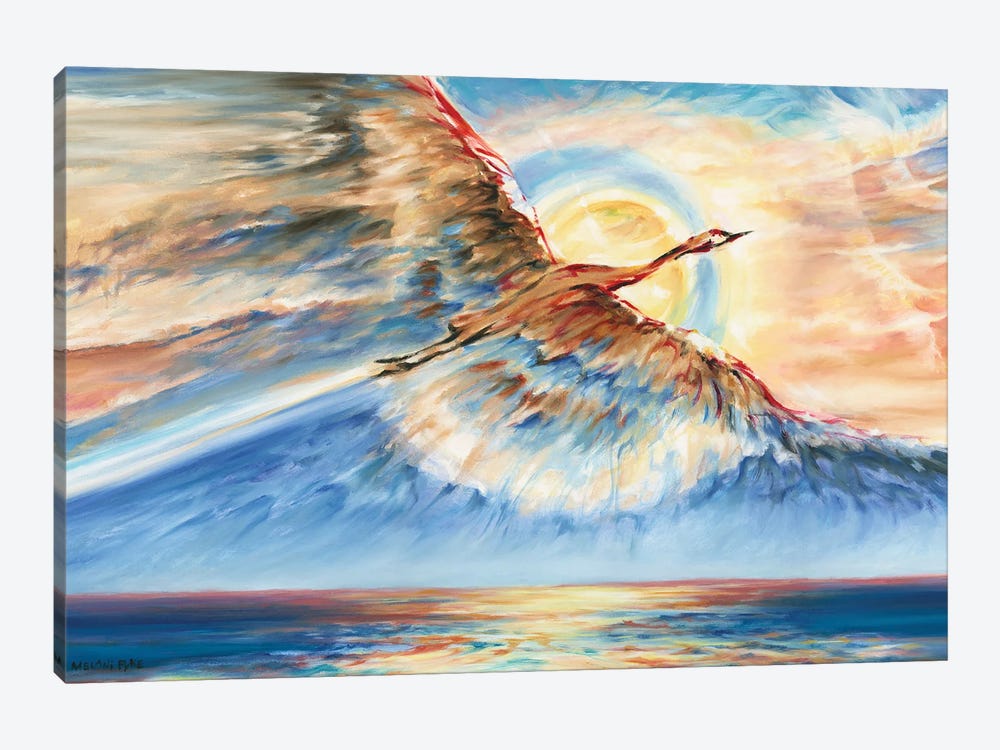 Air And Water (Crane In Flight) by Melani Pyke 1-piece Canvas Artwork