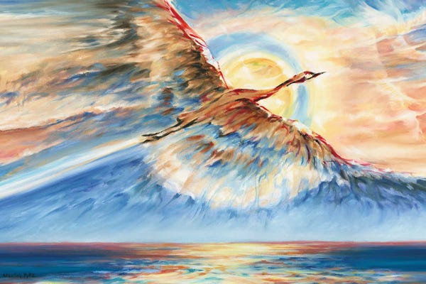 Melani Pyke: Air And Water (Crane In Flight) by Melani Pyke