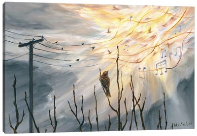 Seeing Music Canvas Art Print - Birds On A Wire