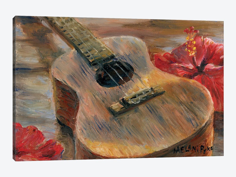 Ukulele With Hibiscus by Melani Pyke 1-piece Canvas Print