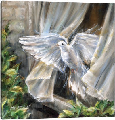 Dove Flying Free Canvas Art Print - Faith Art