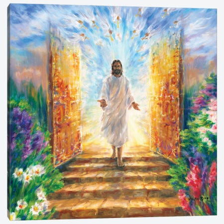 Jesus At Heaven's Gates Canvas Print #PYE127} by Melani Pyke Canvas Art Print