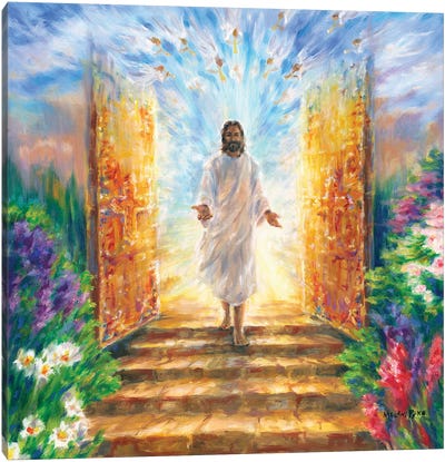 Jesus At Heaven's Gates Canvas Art Print - Religious Figure Art