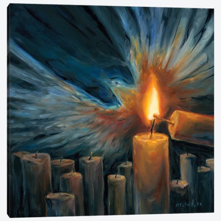 Candle Lighting Candle With Outstretched Wings Canvas Print #PYE154} by Melani Pyke Canvas Art