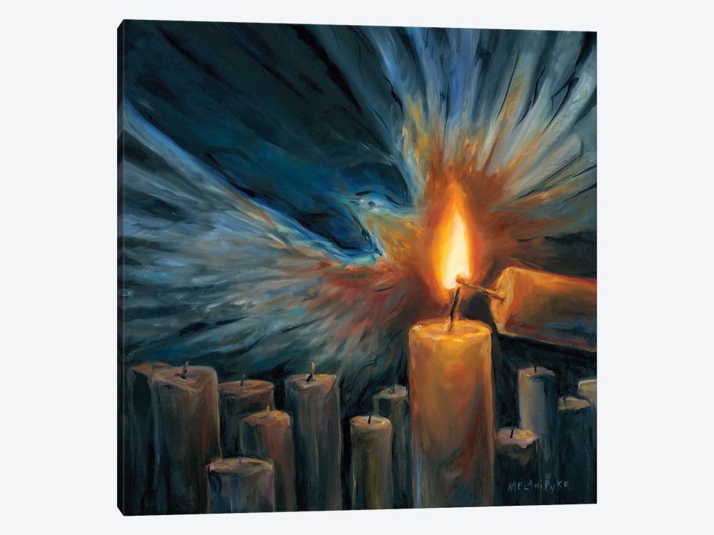 Candle Lighting Candle With Outstretched Wings by Melani Pyke 1-piece Canvas Art