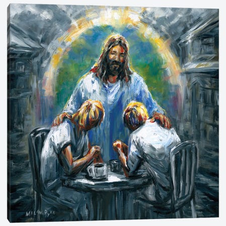 Coffee With Jesus Canvas Print #PYE170} by Melani Pyke Art Print