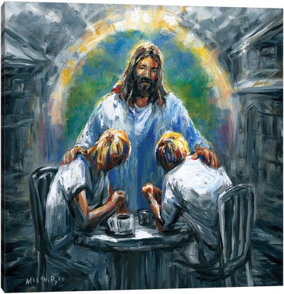 Coffee With Jesus Canvas Art Print - Cafe Art