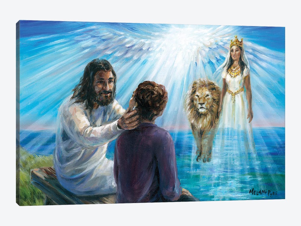Jesus With Esther, Lion And Wings by Melani Pyke 1-piece Canvas Art Print