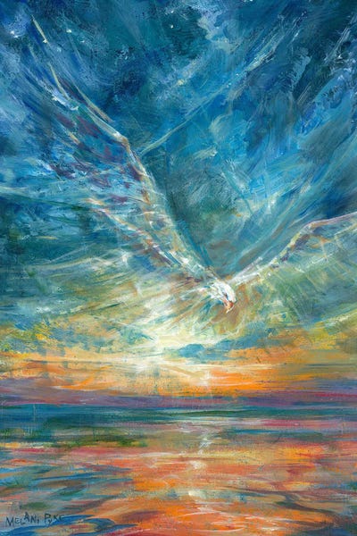 Melani Pyke: Eagle In Sunrise Over Water by Melani Pyke