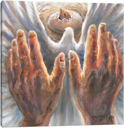 Healing Hands Of Faith With New Life Hatching Canvas Art Print - Jesus Christ