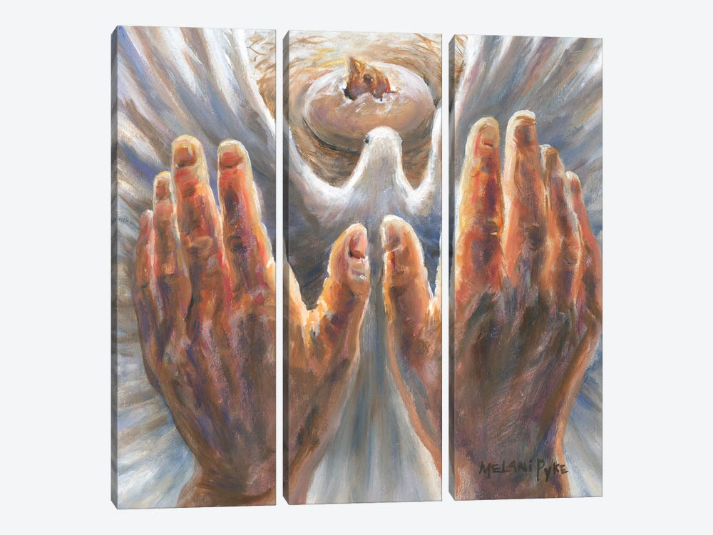 Healing Hands Of Faith With New Life Hatching by Melani Pyke 3-piece Canvas Art Print