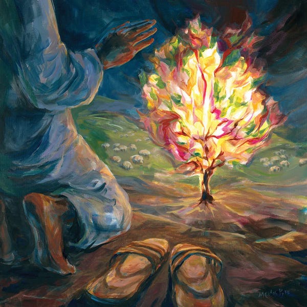 Floral & Botanical: Burning Bush With Moses On Holy Ground by Melani Pyke