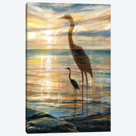 Overshadowed By A Guardian Angel (Heron At Sunrise) Canvas Print #PYE19} by Melani Pyke Canvas Artwork