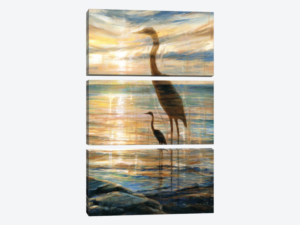 Overshadowed By A Guardian Angel (Heron At Sunrise) by Melani Pyke 3-piece Canvas Art Print