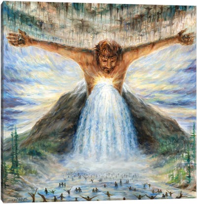Weight Of The World Allowed Living Water To Flow Canvas Art Print - Religious Figure Art