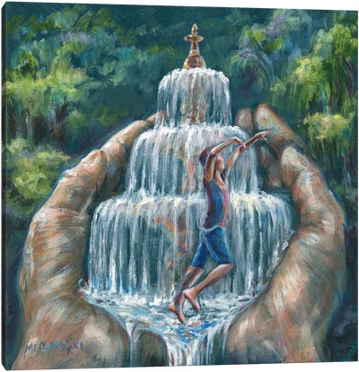 Dancing In The Fountain Canvas Art Print - Fountain Art