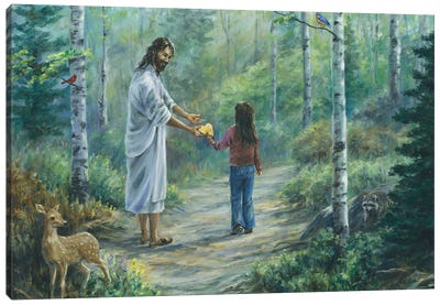 Jesus And Me Canvas Art Print - Deer Art