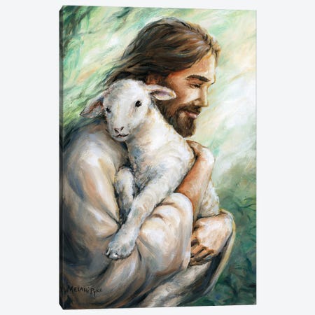 Jesus Bringing A Lost Lamb Home Canvas Print #PYE28} by Melani Pyke Canvas Art Print