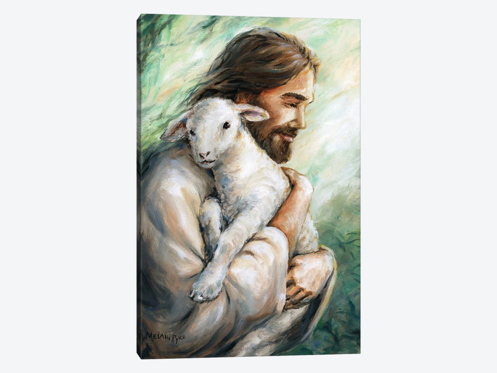 Jesus Bringing A Lost Lamb Home by Melani Pyke 1-piece Art Print