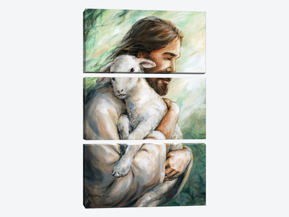 Jesus Bringing A Lost Lamb Home by Melani Pyke 3-piece Art Print