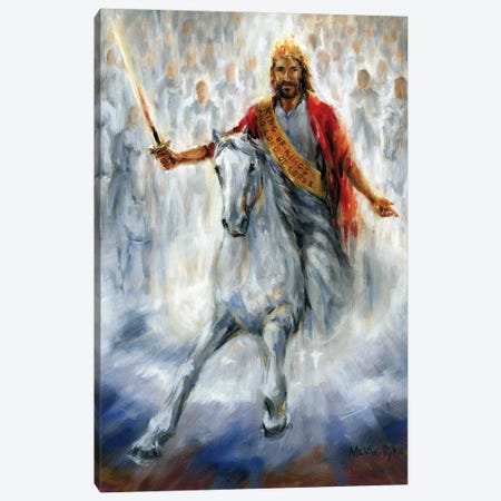 We Have The Victory - Jesus Coming Back On A White Horse Canvas Print #PYE32} by Melani Pyke Canvas Art