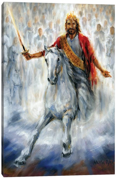 We Have The Victory - Jesus Coming Back On A White Horse Canvas Art Print - Religious Figure Art