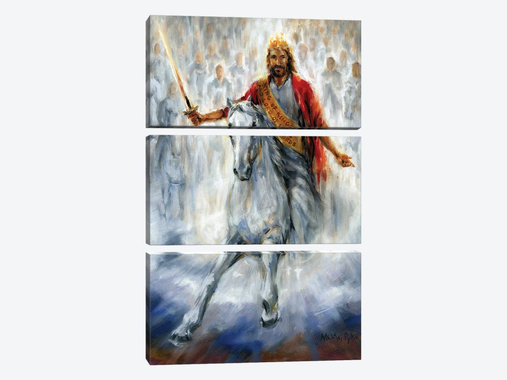 We Have The Victory - Jesus Coming Back On A White Horse by Melani Pyke 3-piece Canvas Artwork