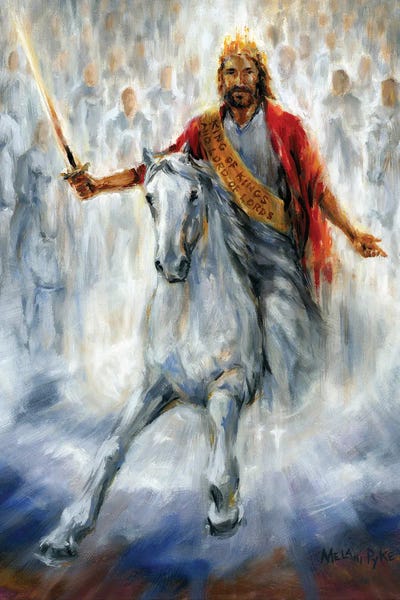 Large Art for Bedroom - Canvas Prints: We Have The Victory - Jesus Coming Back On A White Horse by Melani Pyke
