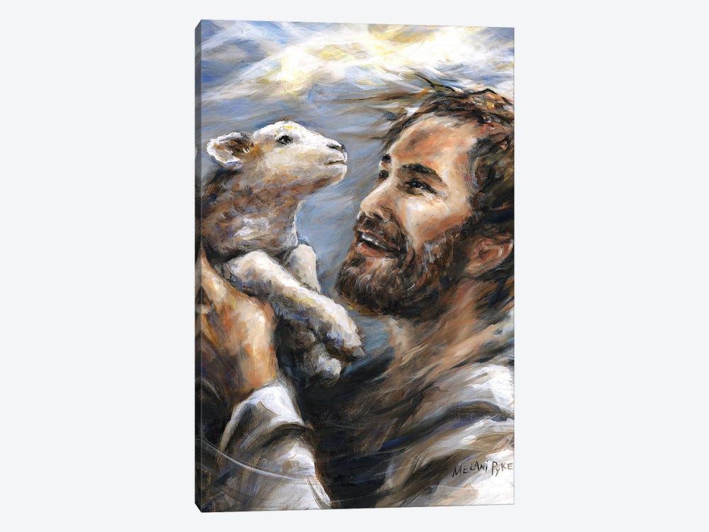 Jesus Lifting The Lost Lamb by Melani Pyke 1-piece Art Print