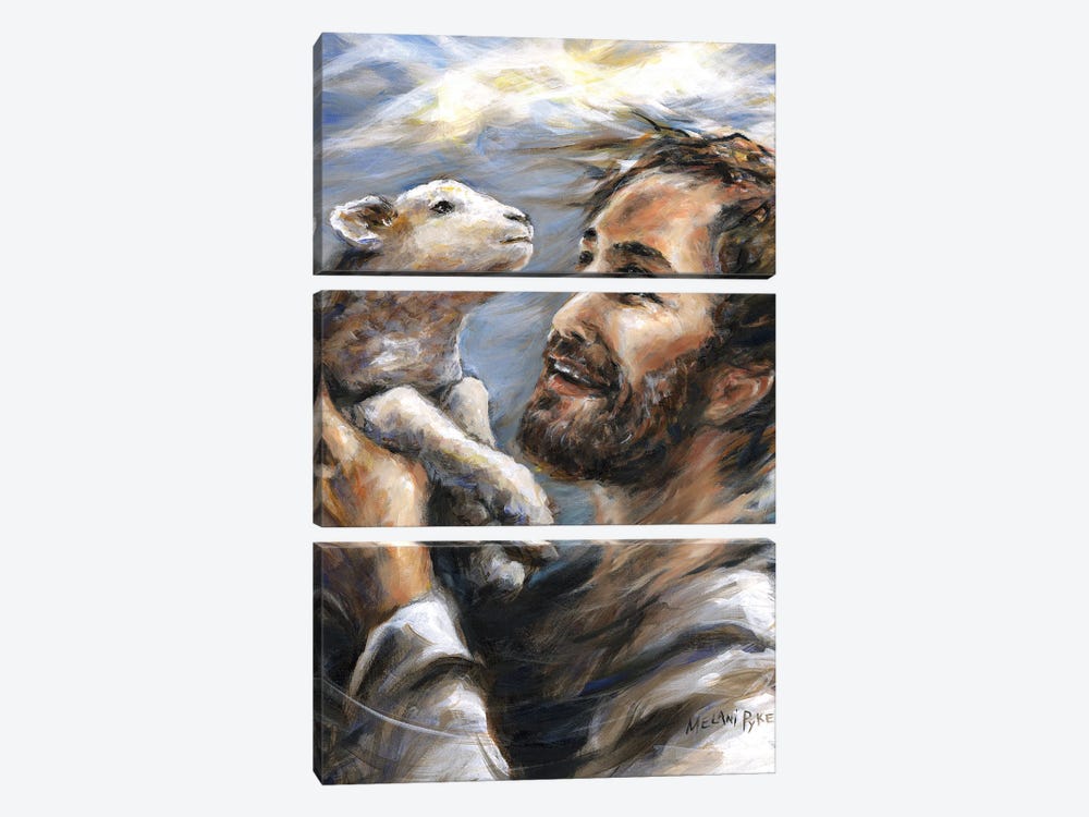 Jesus Lifting The Lost Lamb by Melani Pyke 3-piece Art Print