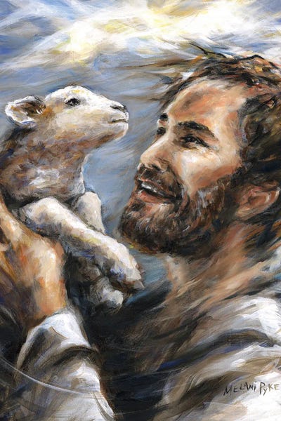 Melani Pyke: Jesus Lifting The Lost Lamb by Melani Pyke
