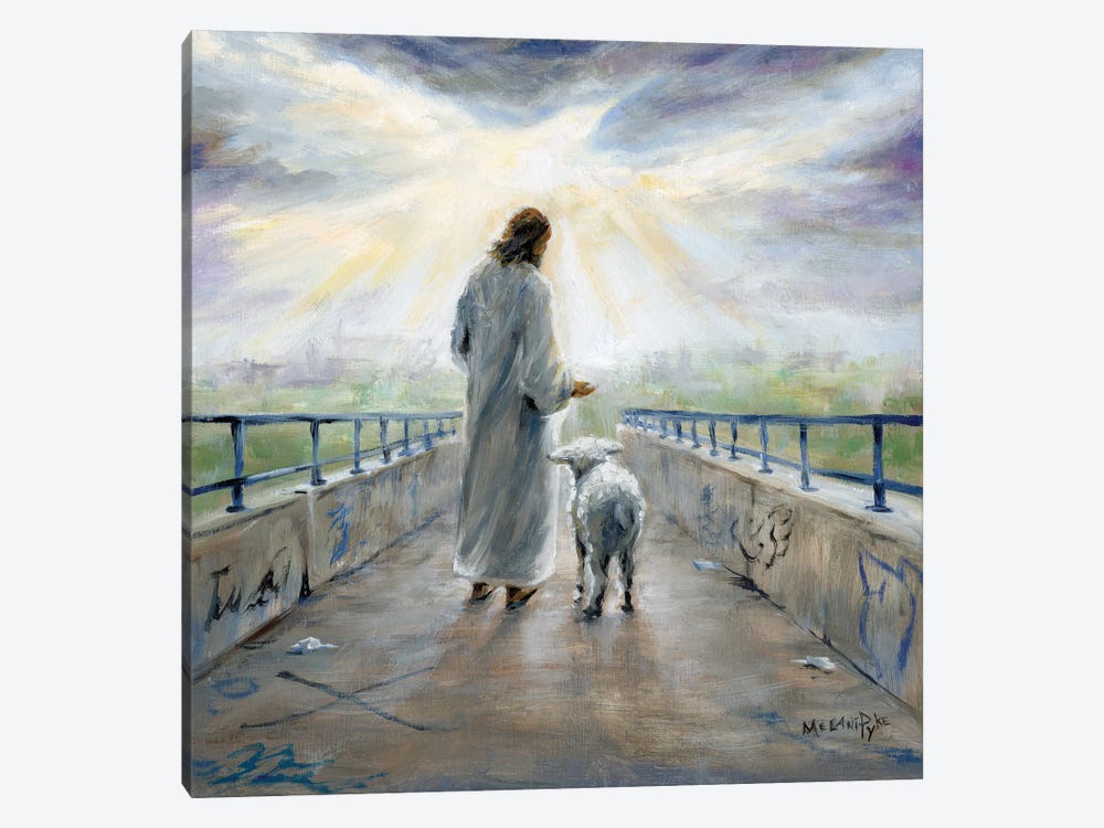 Jesus With Lamb On Graffiti Bridge by Melani Pyke 1-piece Art Print