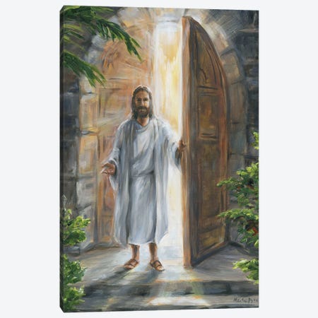 Jesus Opening The Door Canvas Print #PYE37} by Melani Pyke Canvas Print
