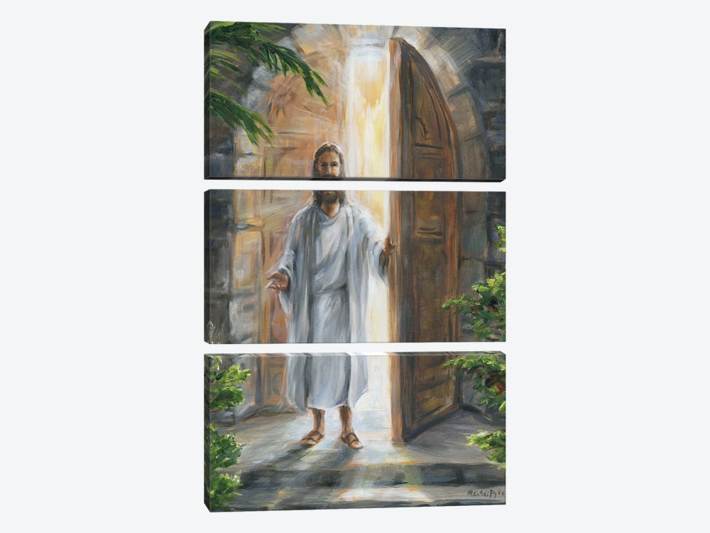Jesus Opening The Door by Melani Pyke 3-piece Canvas Art Print