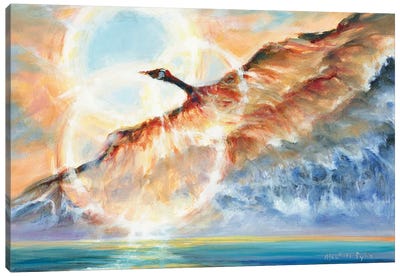 Air And Water (Goose In Flight) Canvas Art Print - Faith Art