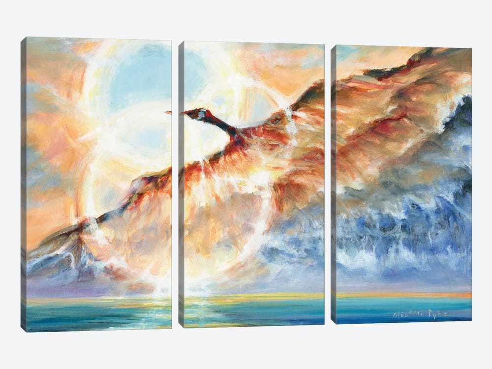 Air And Water (Goose In Flight) by Melani Pyke 3-piece Canvas Wall Art