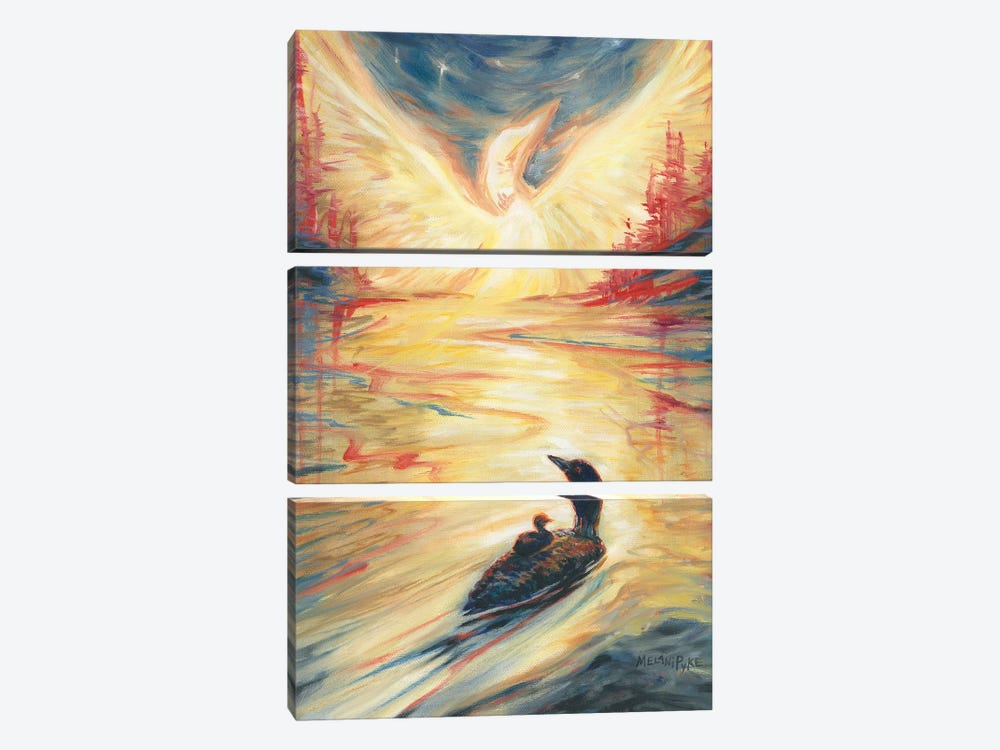 Loon Sunset by Melani Pyke 3-piece Canvas Print