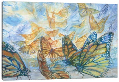 Monarch Butterflies Like Angels - Beach Migration Canvas Art Print - Monarch Butterflies