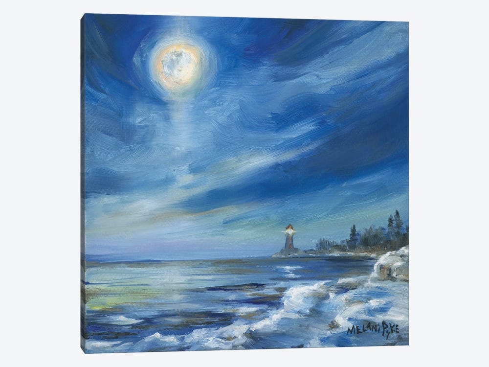 Moonset Over The Lighthouse by Melani Pyke 1-piece Canvas Art