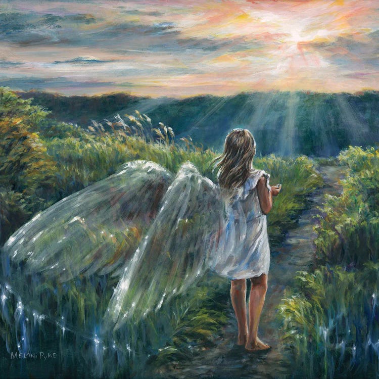 Path To Light (Girl In White Dress With Wings)