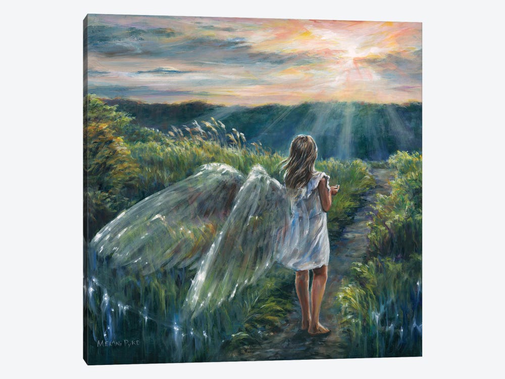 Path To Light (Girl In White Dress With Wings) by Melani Pyke 1-piece Canvas Art Print