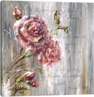 Rejoice Roses Canvas Art Print - Bible Verse Art