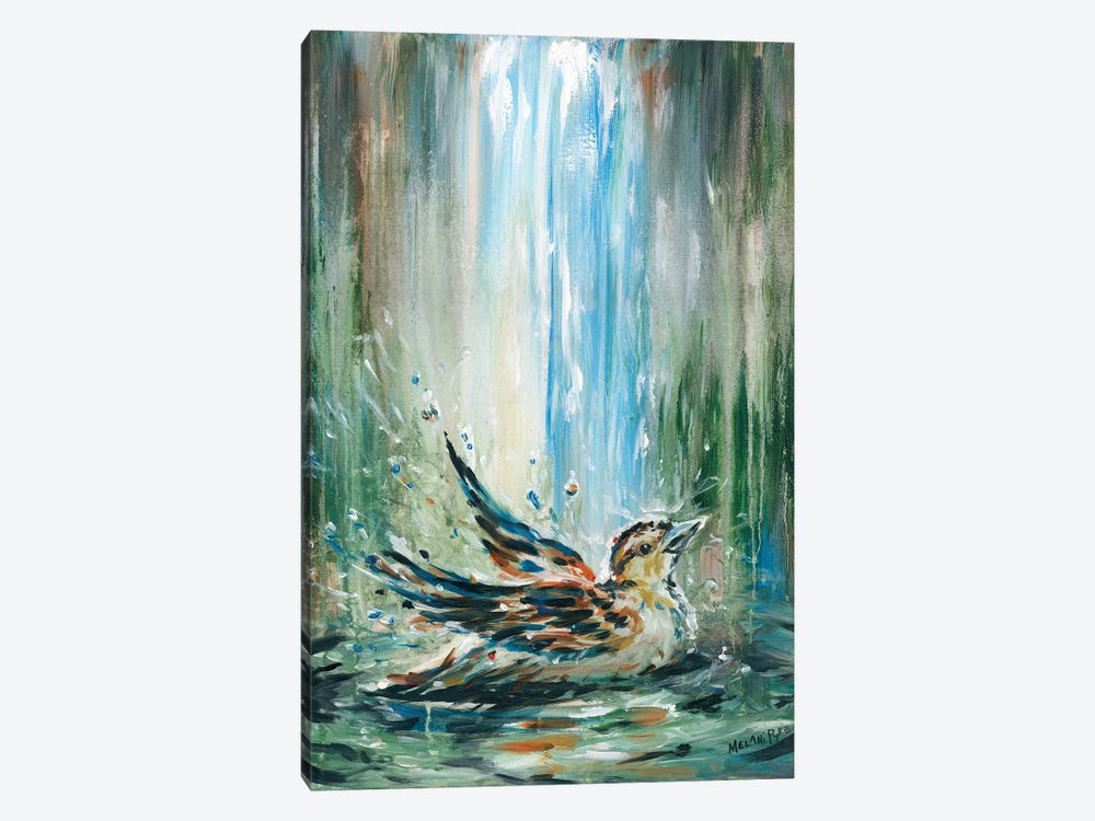Sparrow In A Bird Bath by Melani Pyke 1-piece Art Print
