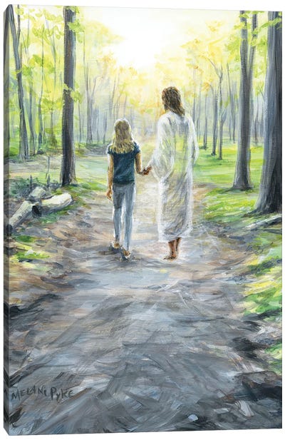 Walking With Jesus Canvas Art Print - Christian Art